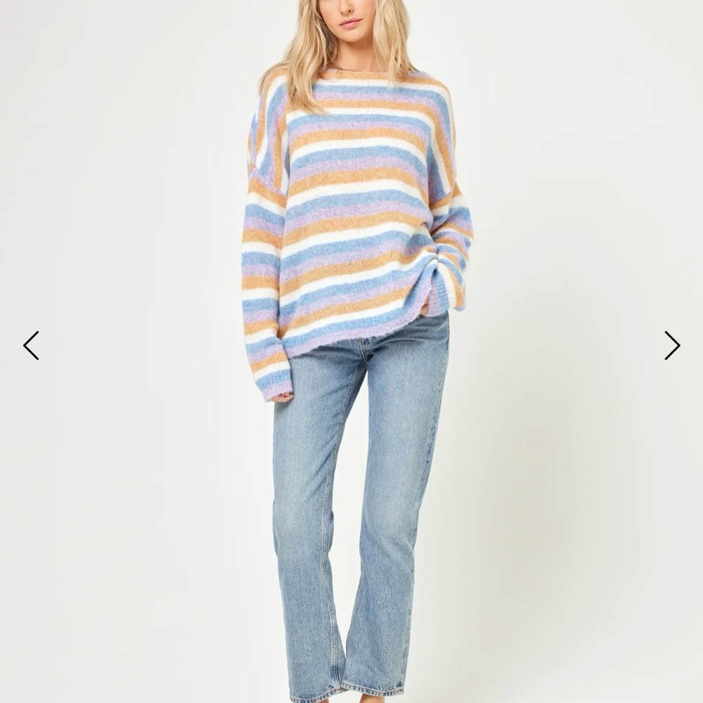 L Space - Cozy Clouds Sweater - Beautiful Skies Stripe Size S NWT - Picture 7 of 8